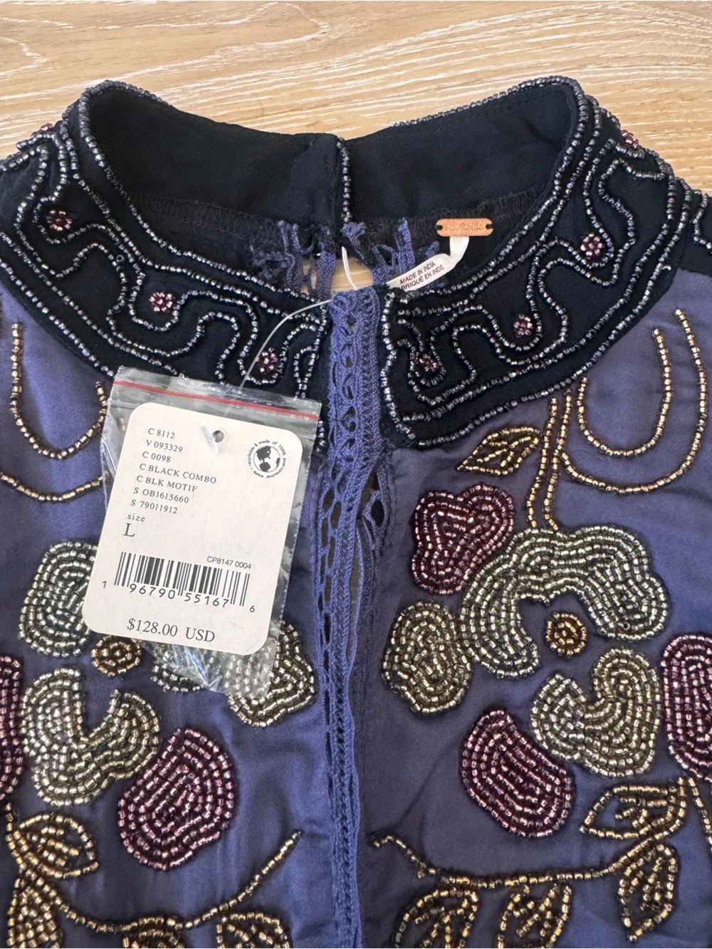 Free People Anthropologie Camille Beaded Crop Top